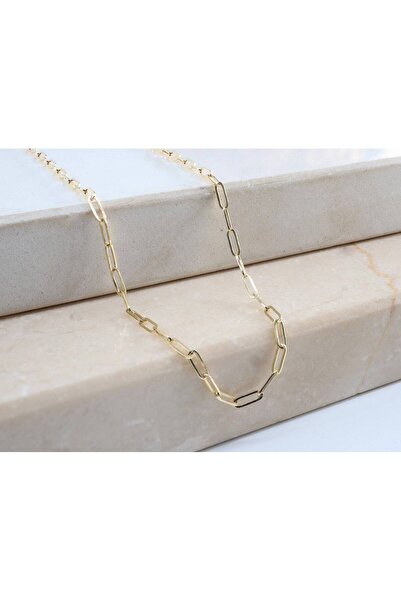 LE&DA Accessory Ataç Model Çelik Gold Zincirli Minimal Zarif Kolye