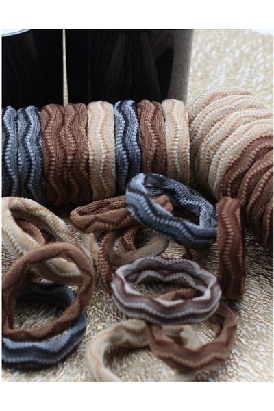 OKAVANGO Women's Brown Patterned 12'Litowel Rubber Buckle Set Hair Clip Girl's Buckle Rubber Buckle1