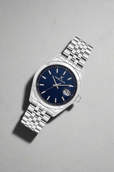 Daniel Klein Steel Cord&Case Men's Wrist Watch with Calendar Silver-Blue with Bracelet Gift Zmdk1190