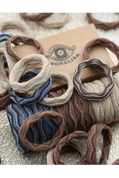 OKAVANGO Women's Brown Patterned 12'Litowel Rubber Buckle Set Hair Clip Girl's Buckle Rubber Buckle1