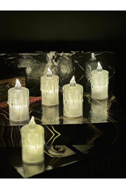 Genel Markalar Titreyen Alevli Kristal Erimiş Led Mum 5'li Hareket Alevli Eri...
