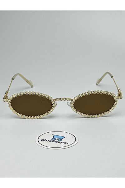 BluePepper Bride Brown Sunglasses Oval Gold Frame Coffee Glass Color 54 Ekartman