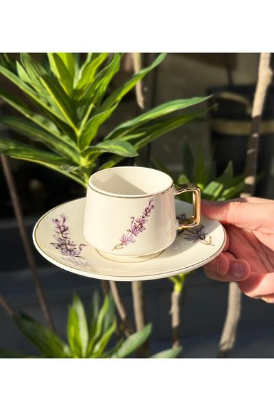 Onedekor Set of 6 Porcelain Coffee Cups Flore