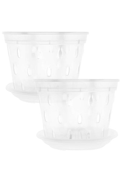 Generic VANZACK 2 Sets Plant Pots Clear Nursery Pots with Saucer Transparent Plastic Nursery Pots for Plant