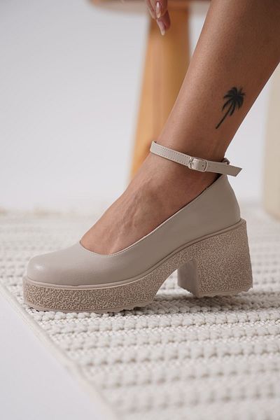 ripuvainen Silina Women's Ankle Helmet Thick Heeled Casual Shoes - Beige