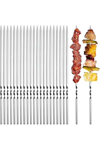Generic Kabob Skewers, 50PCS Flat Metal BBQ Barbecue Skewer Stainless Steel S...