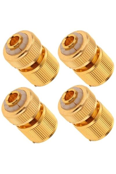 Generic موصل خرطوم خزنة، 4 قطع نحاسية مقاس 1/2 بوصة موصل خرطوم حديقة لري الحد...