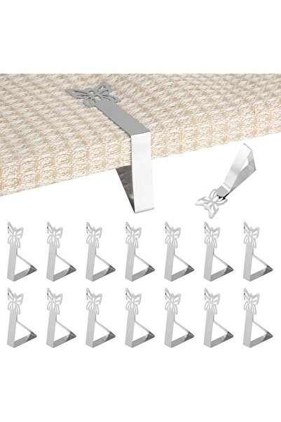 Generic BIGTHREE 16-Pack Heavy-Duty Stainless Steel Tablecloth Clips, Butterf...
