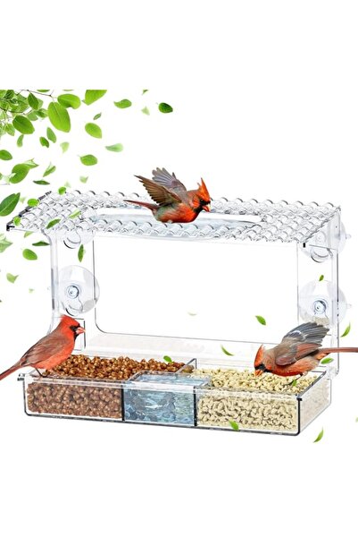 Generic SUSOO Window Bird Feeder for Outdoors with 3 Large Capacity Detachabl...