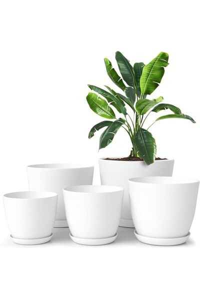 Generic أواني نباتات AIDALEE داخلية مع تصريف - أواني زهور 7/6.6/6/5.3/4.8 بوص...