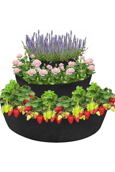 Generic تزوييق، حوض زراعة بثلاث طبقات، مصنوع من قماش غير منسوج، سرير حديقة مر...