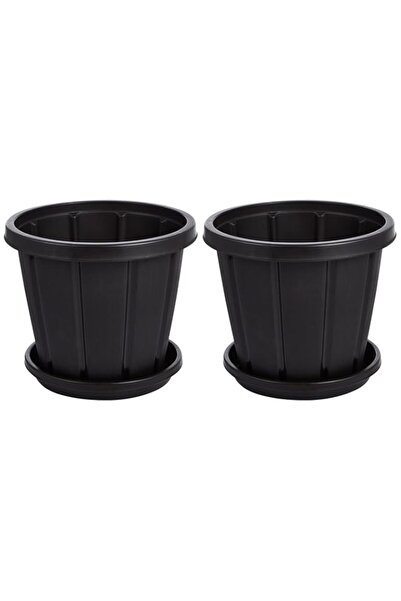 Generic Cosmoplast Cedargrain 16" Flowerpot with Tray Set of 2