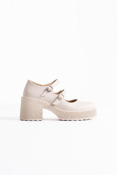 ripuvainen Zarela Women's Double Buckle Detailed High Heeled Shoes - Matte Beige