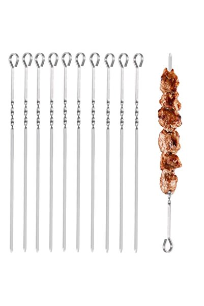 Generic HCSSZ Kebab Skewers, 10PCS Stainless Steel BBQ Grilling Skewers Flat ...