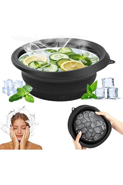 Generic وعاء وجه ثلجي، حوض غسيل سيليكون قابل للطي سريع التبريد مع صينية ثلج م...