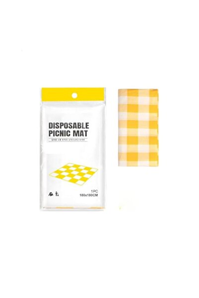 Generic yellow and red checkered picnic mat Outdoor barbecue picnic mat table...