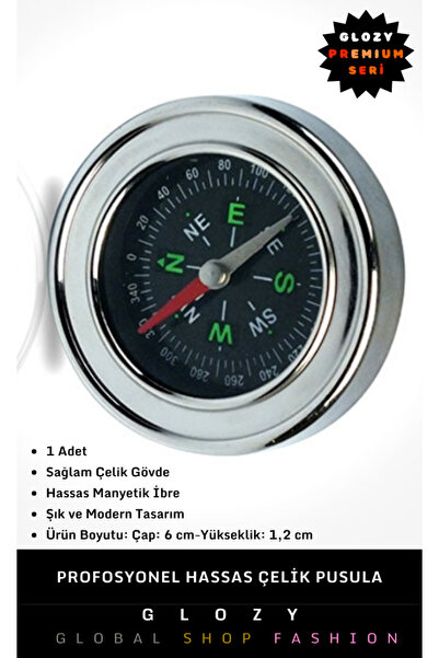 GLOZY Premium Seri Profesyonel Outdoor Paslanmaz Çelik Gövdeli Yüksek Hassasiyetli Manyetik Pusula