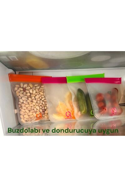 Saatistan Yıkanabilir 3’lü Gıda Saklama Poşeti 19x25 cm, büyük buz dolabı sebze ve meyve için