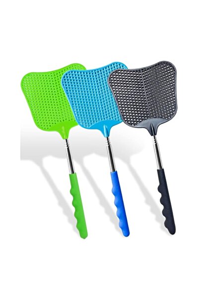 Generic مضرب ذباب من وابوداي، 3 قطع، مضرب ذباب بلاستيكي تلسكوبي، مضرب حشرات ك...