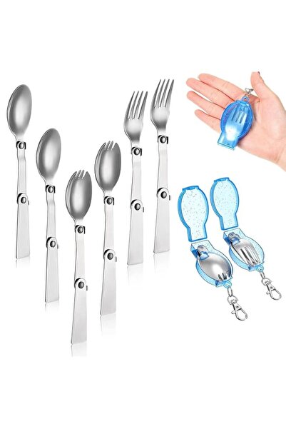Generic Zurligi 6-Piece Foldable Fork and Spoon Set, Compact Stainless Steel ...