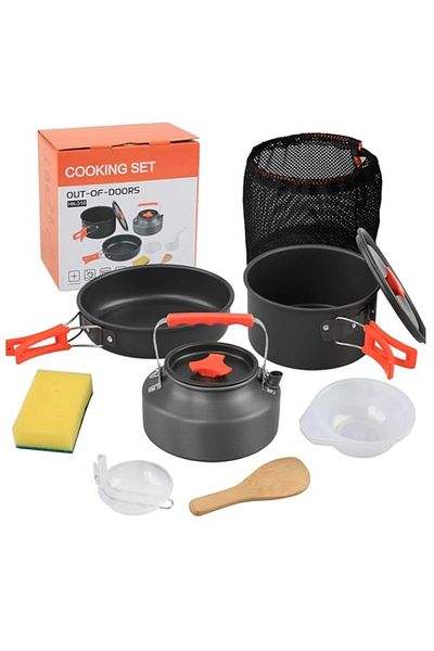 Generic Lukione Camping Cookware Mess Kit,Easy to Carry Pot Pan Set Lightweight Backpack Picnic Cooking Set