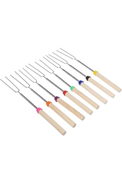 Generic أعواد تحميص المارشميلو من كاست ويف، أسياخ دوارة تلسكوبية وشوكة هوت دو...