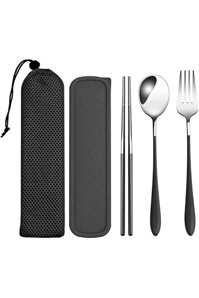 Generic مجموعة أدوات مائدة للسفر من SYOSI، مجموعة أدوات مائدة من الفولاذ المق...