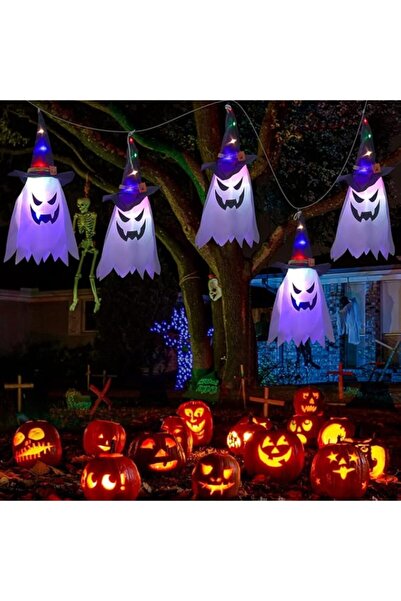 Generic ديكورات الهالوين الخارجية من NALACAL - أشباح معلقة متوهجة مع قبعات سا...