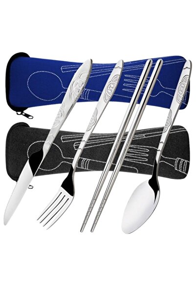 Generic طقم أدوات مائدة سينهاي مكون من 8 قطع، سكين، شوكة، ملعقة، عيدان طعام، ...