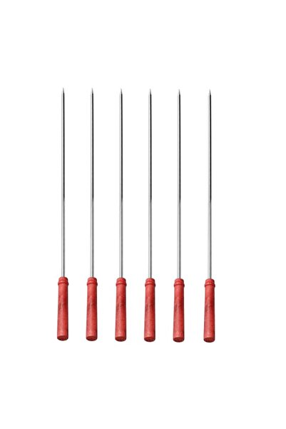 Generic Royalford BBQ Square Skewers Set Pack of Six with Wooden Handle, Perf...