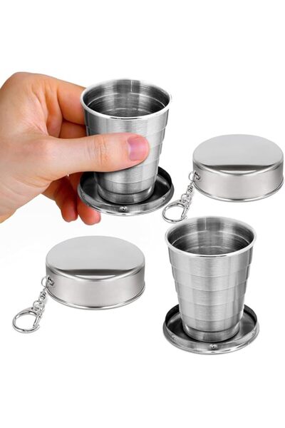 Generic كوب قابل للطي من يلاجوي، قطعتان، مصنوعان من الفولاذ المقاوم للصدأ، كو...