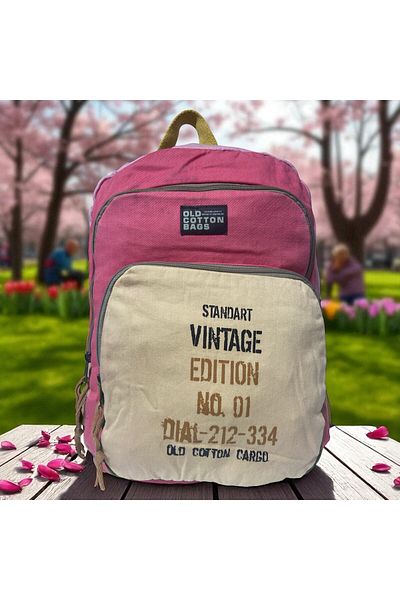 Old Cotton Quality Colorful Vintage Design Backpack Travel School Travel Bag 30 cm X 42 cm