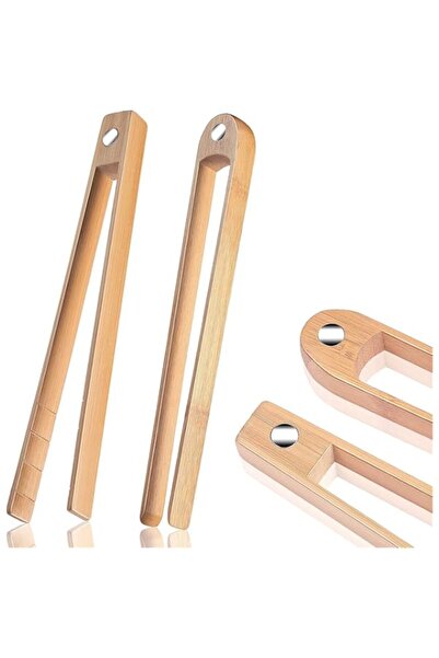 Generic 2-Piece Wooden Toaster Tongs with Magnet, Magnetic Bamboo, Natural Ba...
