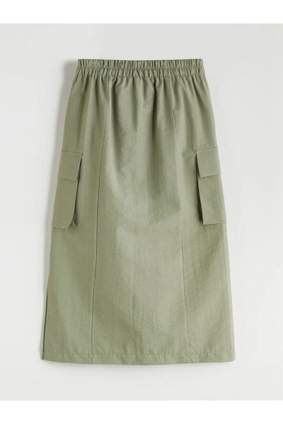 LC Waikiki Lcw Kids Green Elastic Waist Cargo Skirt for Girls