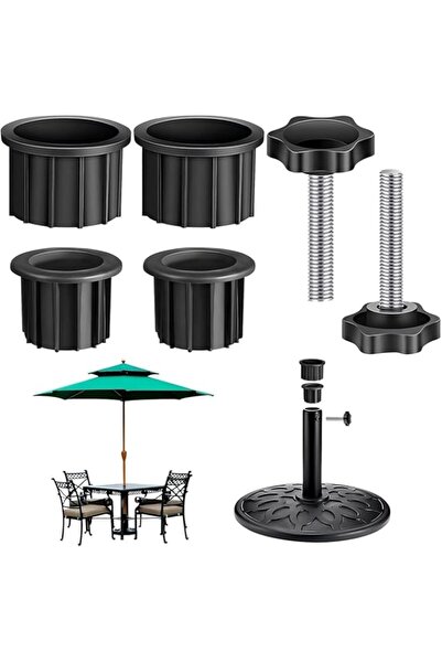 Generic 6 قطع من مظلة الفناء، قاعدة حامل المظلة، حلقة ثقب الغطاء والغطاء، حام...