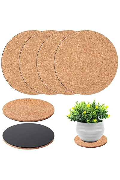 Generic 4 Pieces 6 Inch Cork Plant Coasters, Absorbent Cork Coaster Plant Mat...