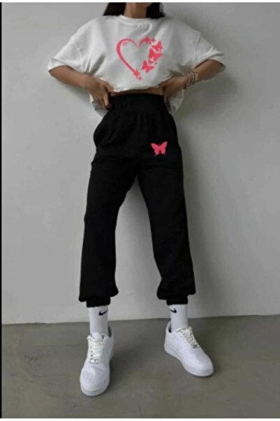 özcstore Hanorac pentru femei/fete, cu imprimeu inimă și fluture