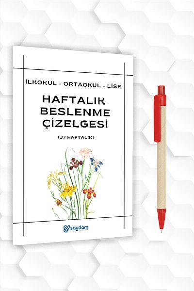 Saydam Yayınları Primary School-Middle School-High School Weekly Nutrition Chart Notebook Nutrition Programming 17X24 Size 40 Pages