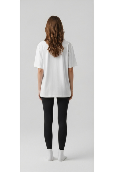 Bheka Concept Lucky You Written Dice Pattern Printed Oversize Cotton White T-Shirt