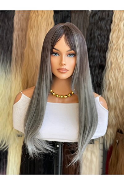 favorim peruk Ben sezon siyah gri perçemli peruk