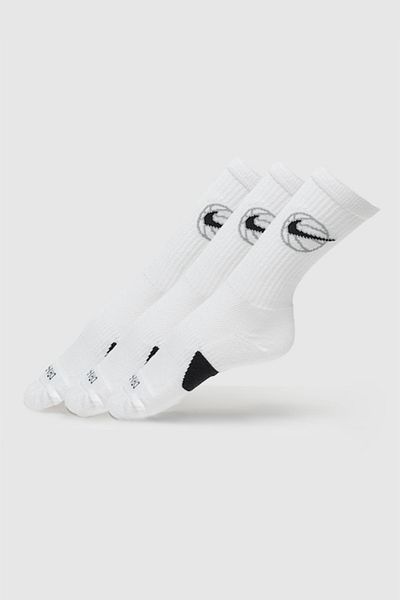 Nike , Set of long unisex socks with Dri-Fit technology, for basketball - 3 pairs, White, L