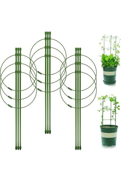 Generic مجموعة من 3 أقفاص دعم للنباتات من YelaJoy، قفص طماطم للحديقة - 18 بوص...