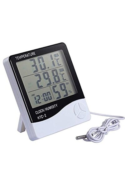 Generic جهاز قياس درجة الحرارة والرطوبة الرقمي HTC-2 بشاشة LCD مع كابل استشعا...