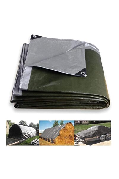 Generic Heavy Duty Tarpaulin 160g/m² Sliver/Green Poly Tarp Cover Thick Water...