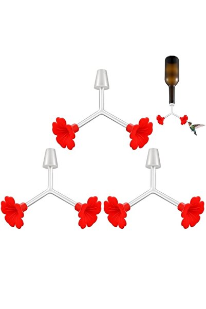 Generic أنابيب وسدادات تغذية الطيور الطنانة، منافذ تغذية زهرية برأسين، قطع غي...