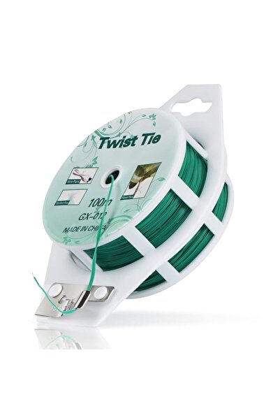 Generic Ydsl 328Ft (100M) Twist Ties，Green Coated Garden Plant Ties With Cutt...