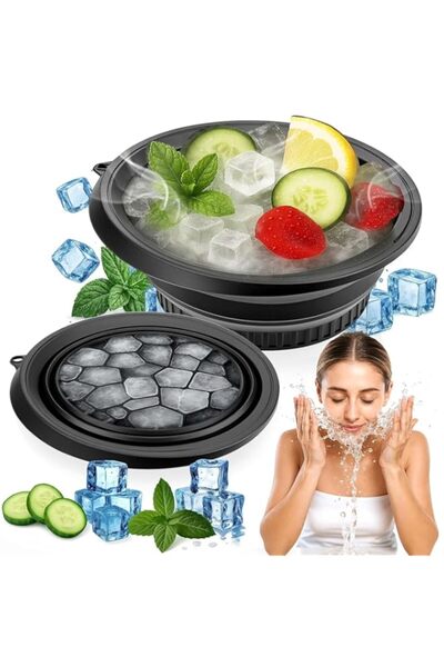 Generic وعاء وجه ثلجي مع صينية ثلج مدمجة، تبريد سريع، تصميم قابل للطي والتعلي...