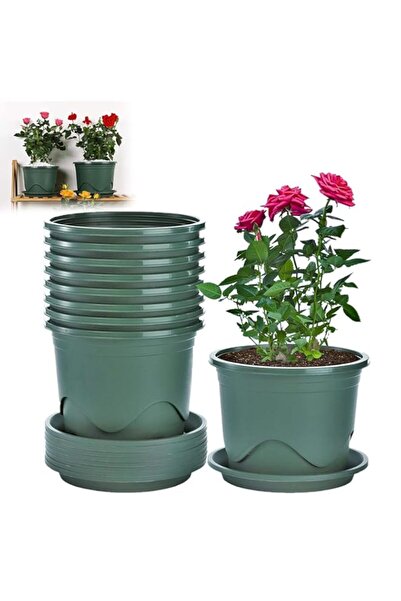 Generic 6 قطع من أواني النباتات البلاستيكية، وعاء زهور سميك 22 سم للتحكم في ا...