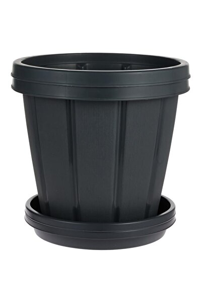 Generic Cosmoplast Cedargrain 16" Flowerpot with Tray Set of 2