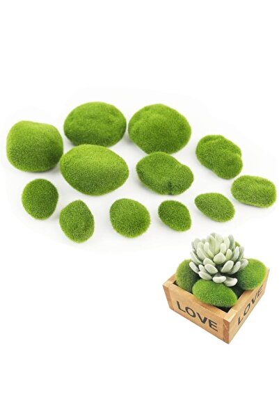 Generic HANNEA® 12Pcs Artificial Moss Rocks, Small Faux Green Moss Covered St...